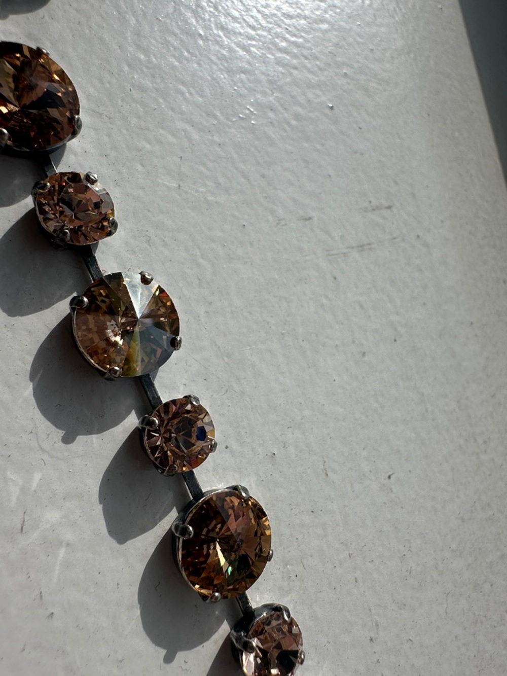 Swarovski Crystal Link Bracelet in peach, lt Colorado topaz and topaz Stones - Picture 8 of 9